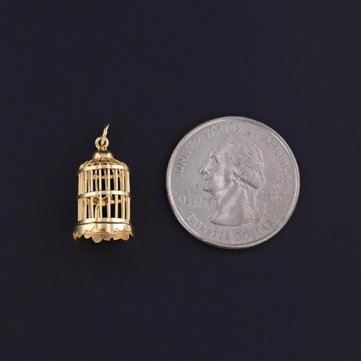 Vintage Bird Cage Charm of 14k Gold - Trademark Antiques