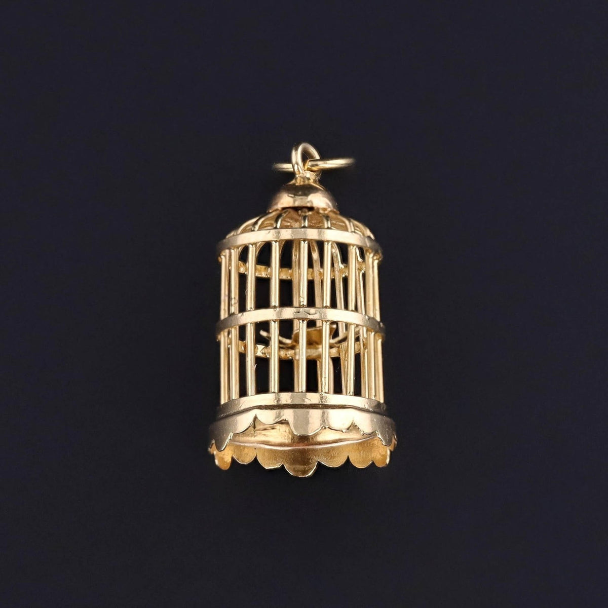 Vintage Bird Cage Charm of 14k Gold - Trademark Antiques