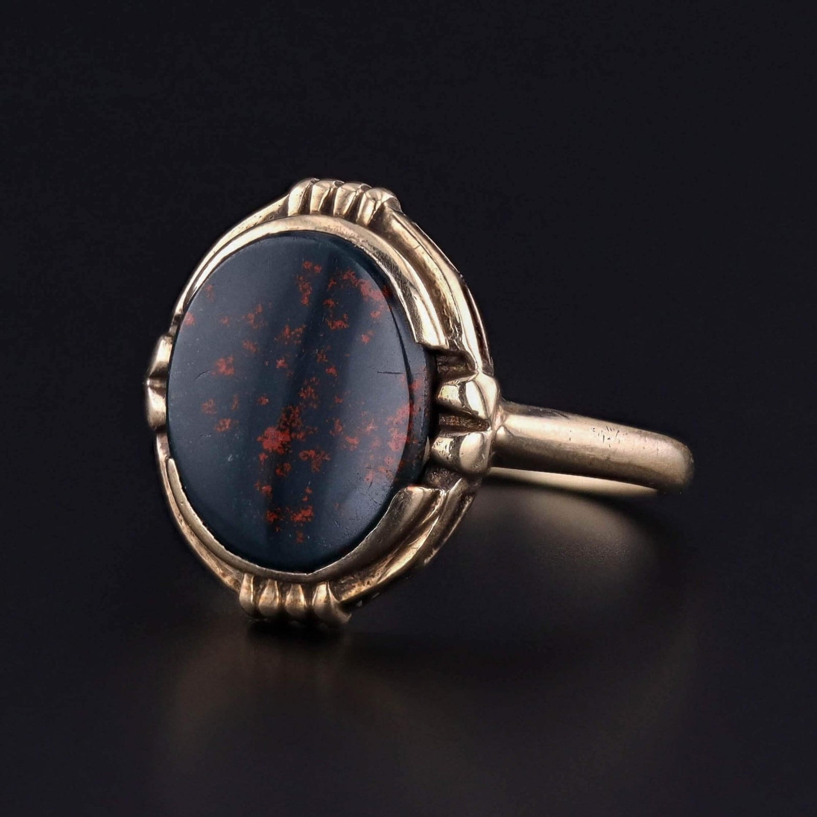 Vintage Bloodstone Ring of 10k Gold - Trademark Antiques
