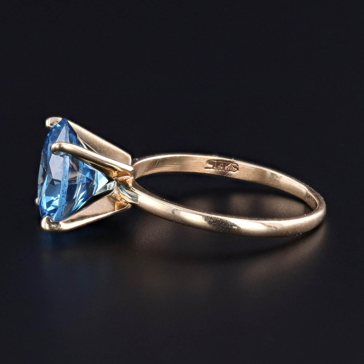 Vintage Blue Cubic Zirconia Ring of 14k Gold - Trademark Antiques