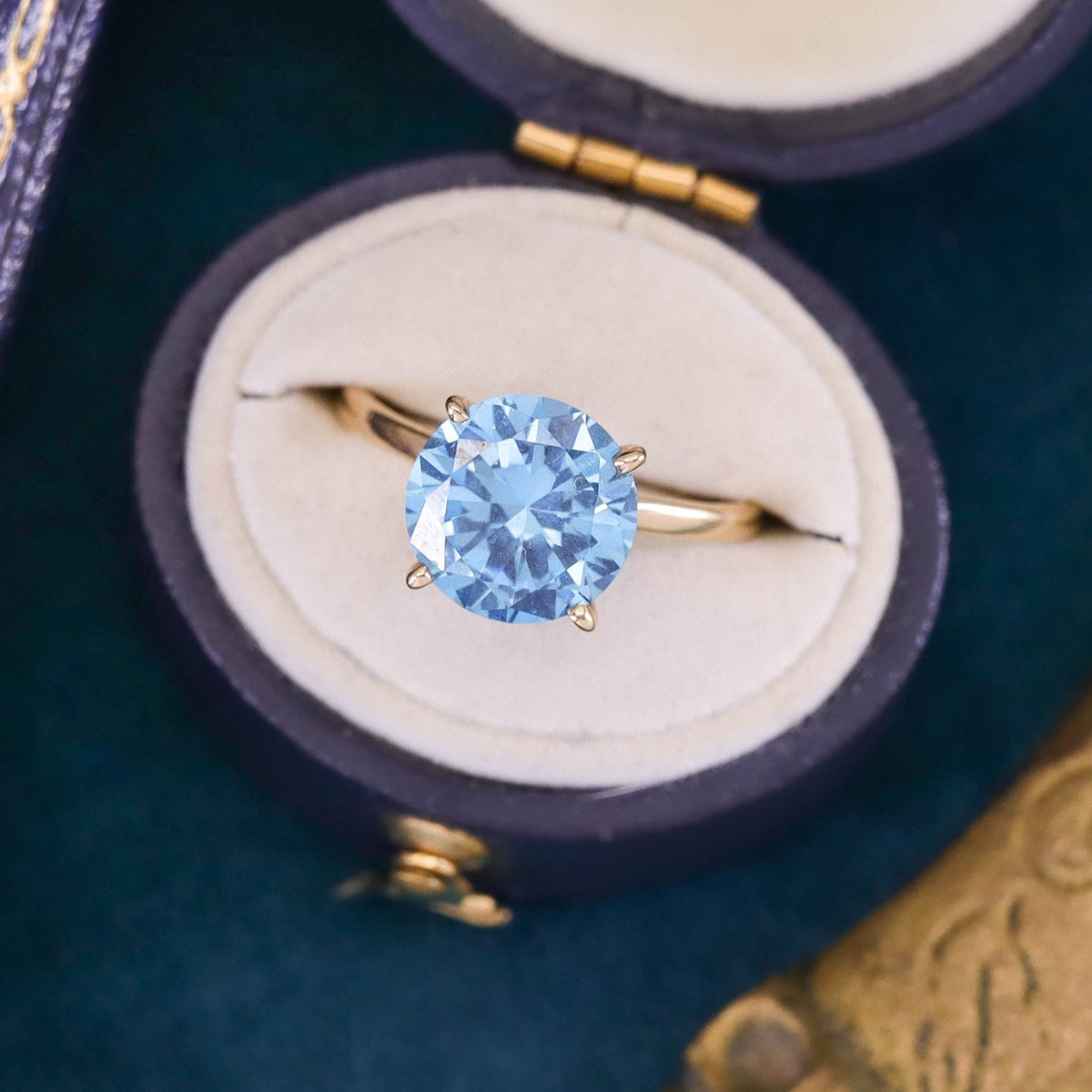 Vintage Blue Cubic Zirconia Ring of 14k Gold - Trademark Antiques
