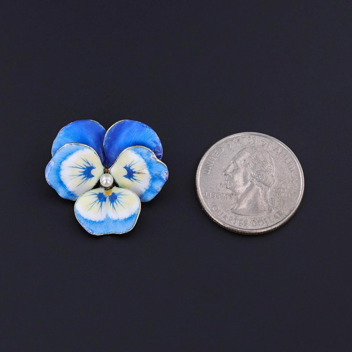 Vintage Blue Enamel Pansy Brooch of 14k Gold - Trademark Antiques