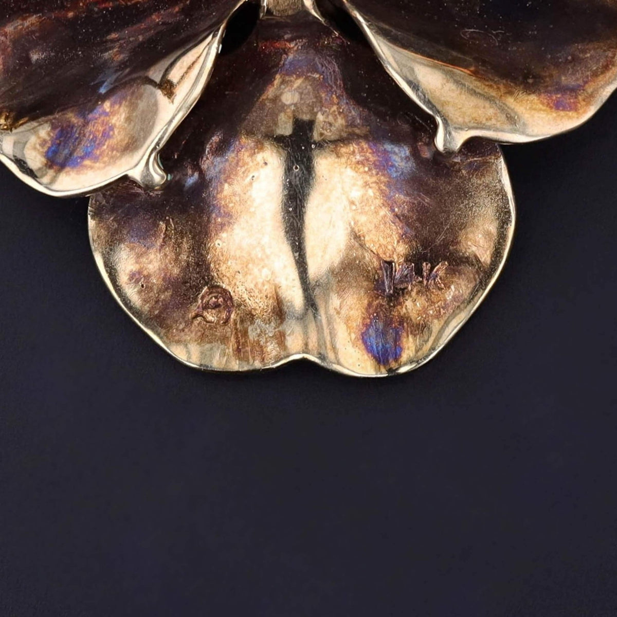 Vintage Blue Enamel Pansy Brooch of 14k Gold - Trademark Antiques