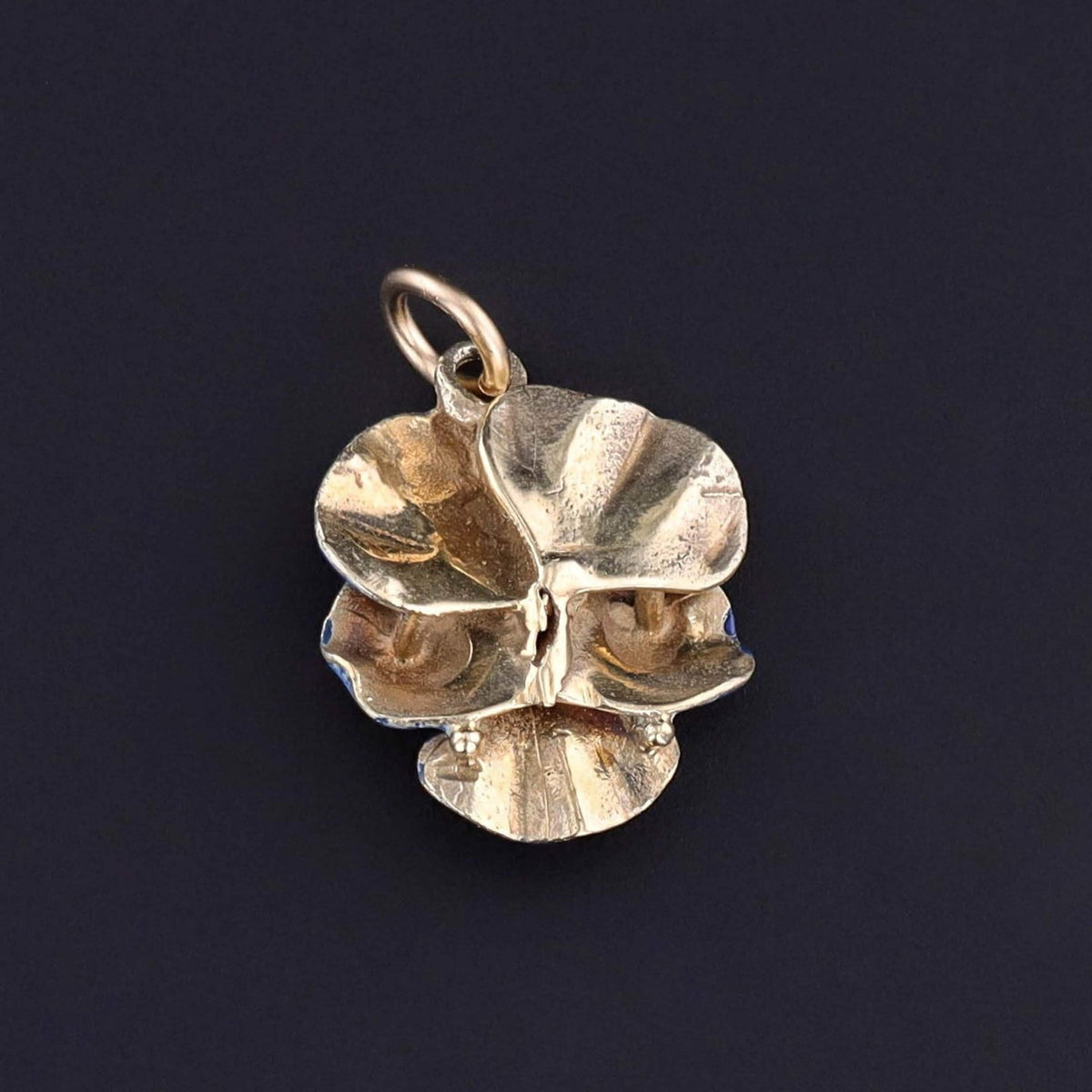 Vintage Blue Enamel Pansy Charm of 14k Gold - Trademark Antiques