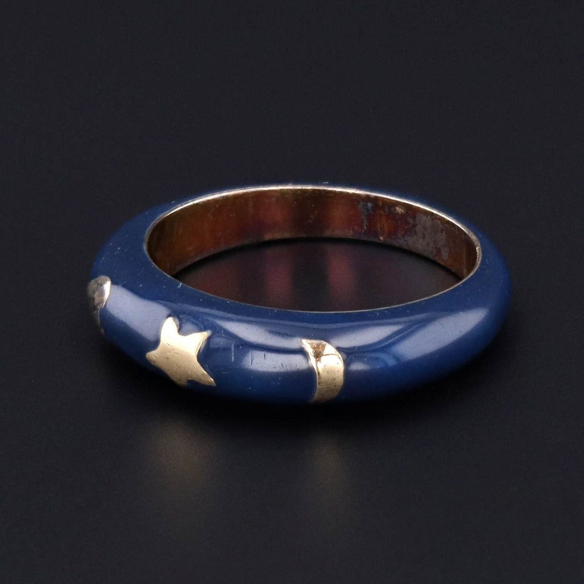 Vintage Blue Enamel Ring of 14k Gold - Trademark Antiques