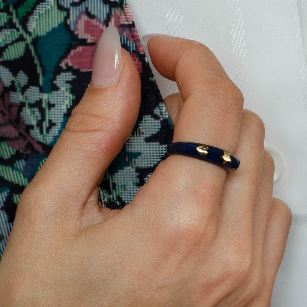 Vintage Blue Enamel Ring of 14k Gold - Trademark Antiques
