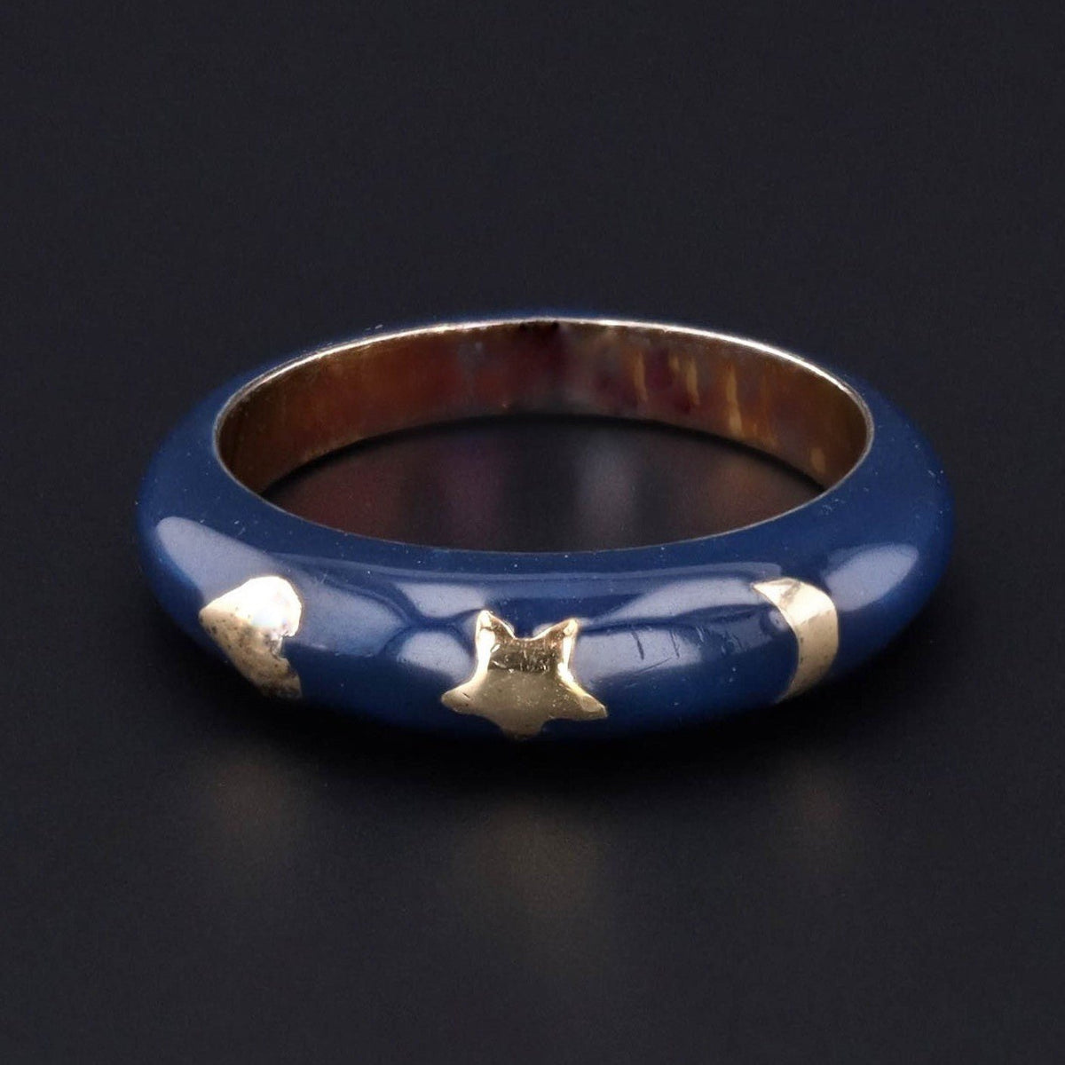 Vintage Blue Enamel Ring of 14k Gold - Trademark Antiques