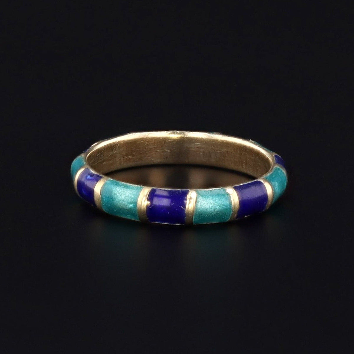 Vintage Blue Enamel Stacking Band of 14k Gold - Trademark Antiques