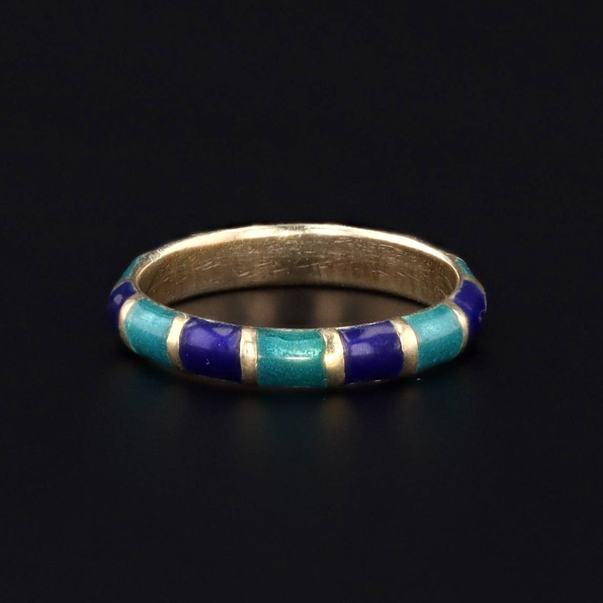 Vintage Blue Enamel Stacking Band of 14k Gold - Trademark Antiques
