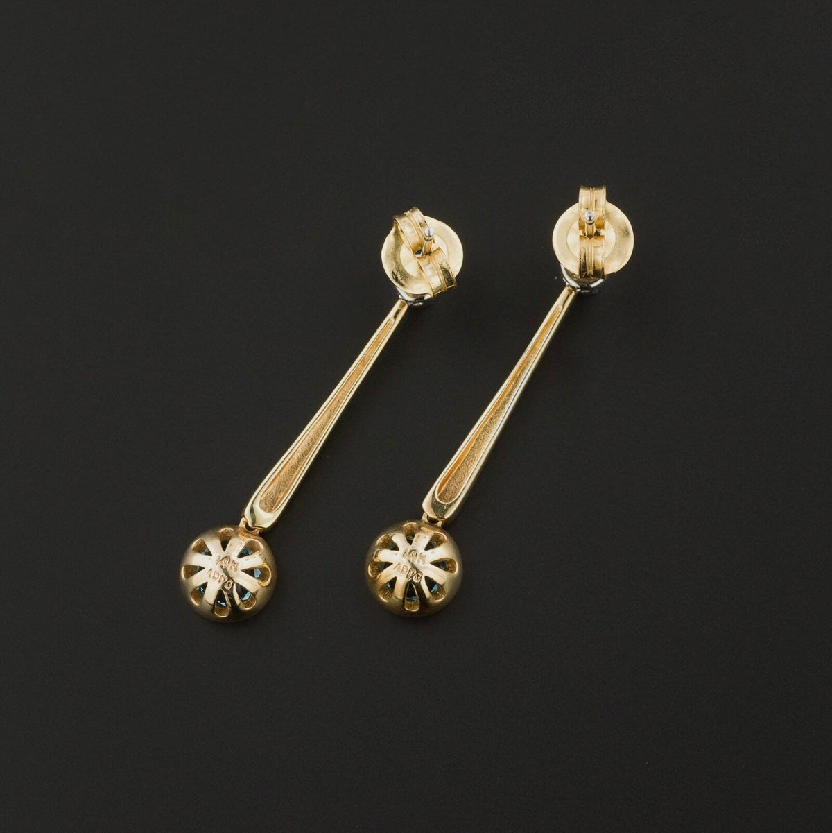 Vintage Blue Topaz and Diamond Earrings of 14k Gold - Trademark Antiques