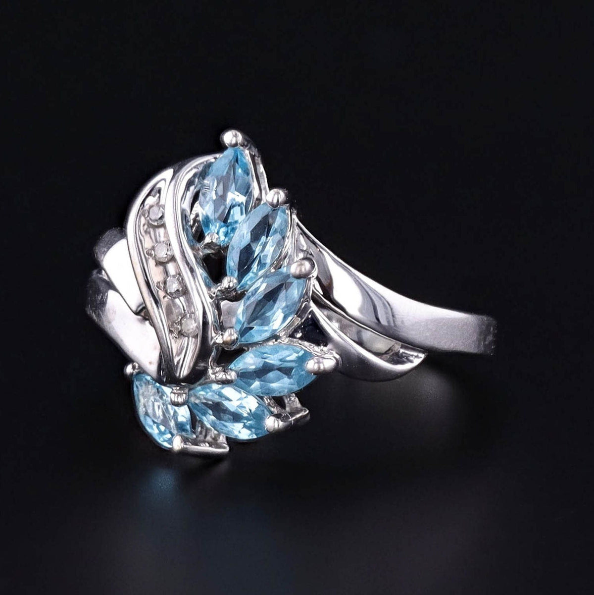 Vintage Blue Topaz Ring in 10k White Gold - Trademark Antiques