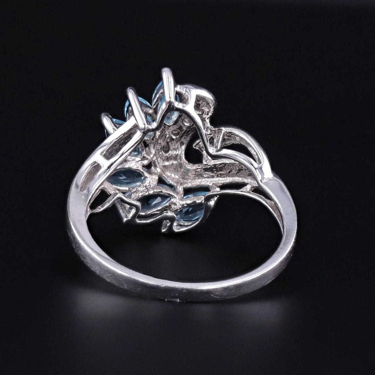 Vintage Blue Topaz Ring in 10k White Gold - Trademark Antiques
