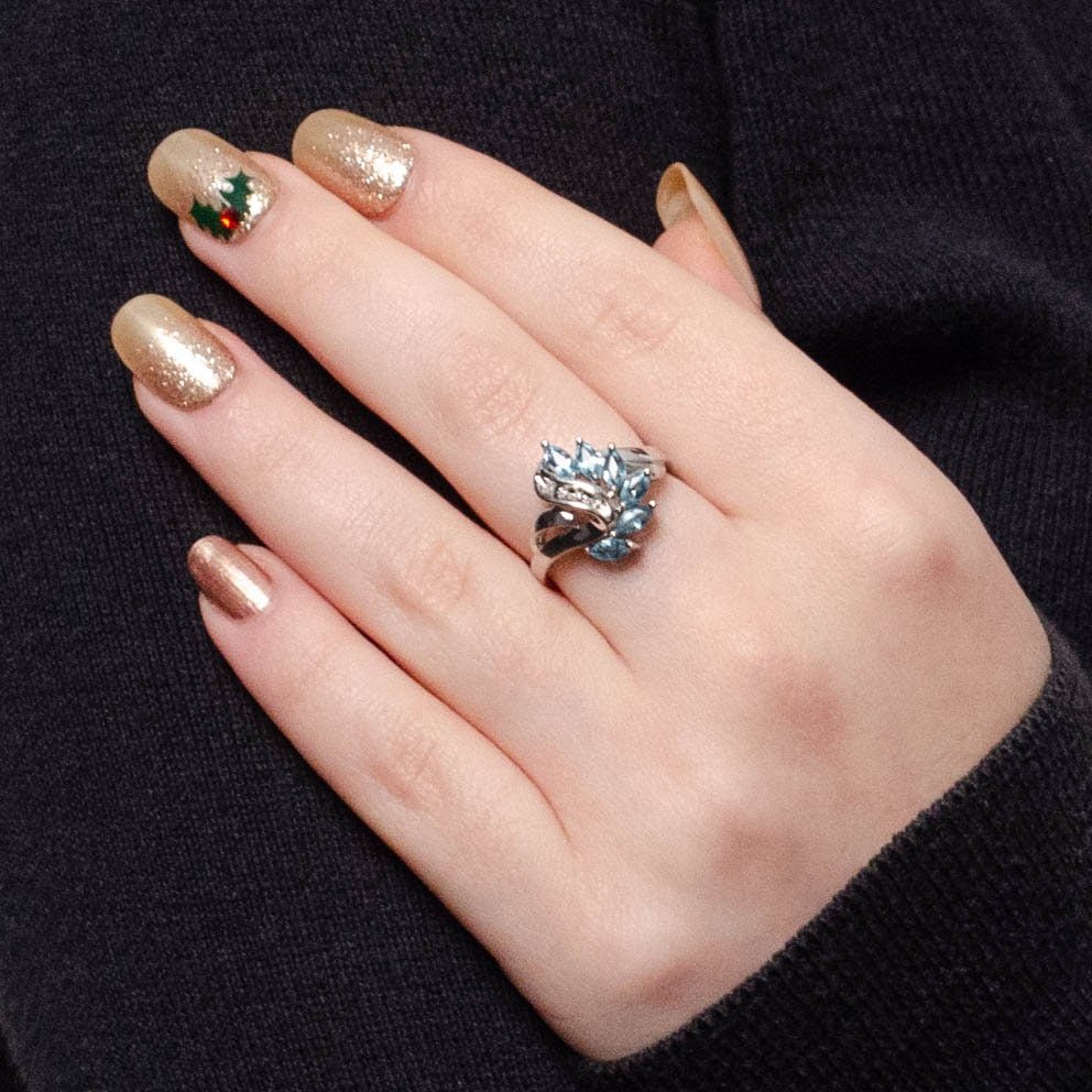 Vintage Blue Topaz Ring in 10k White Gold - Trademark Antiques