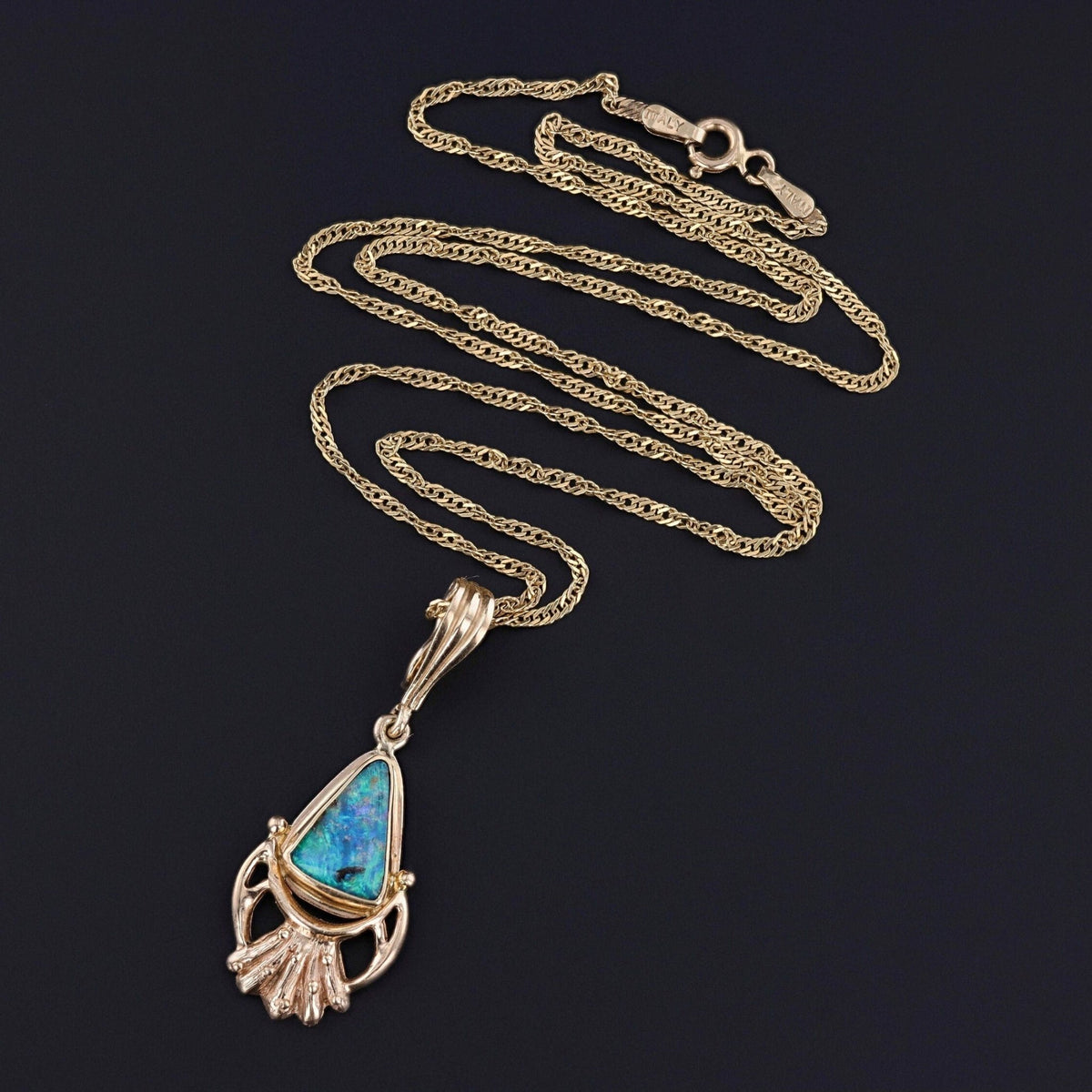 Vintage Boulder Opal Pendant of 14k Gold - Trademark Antiques