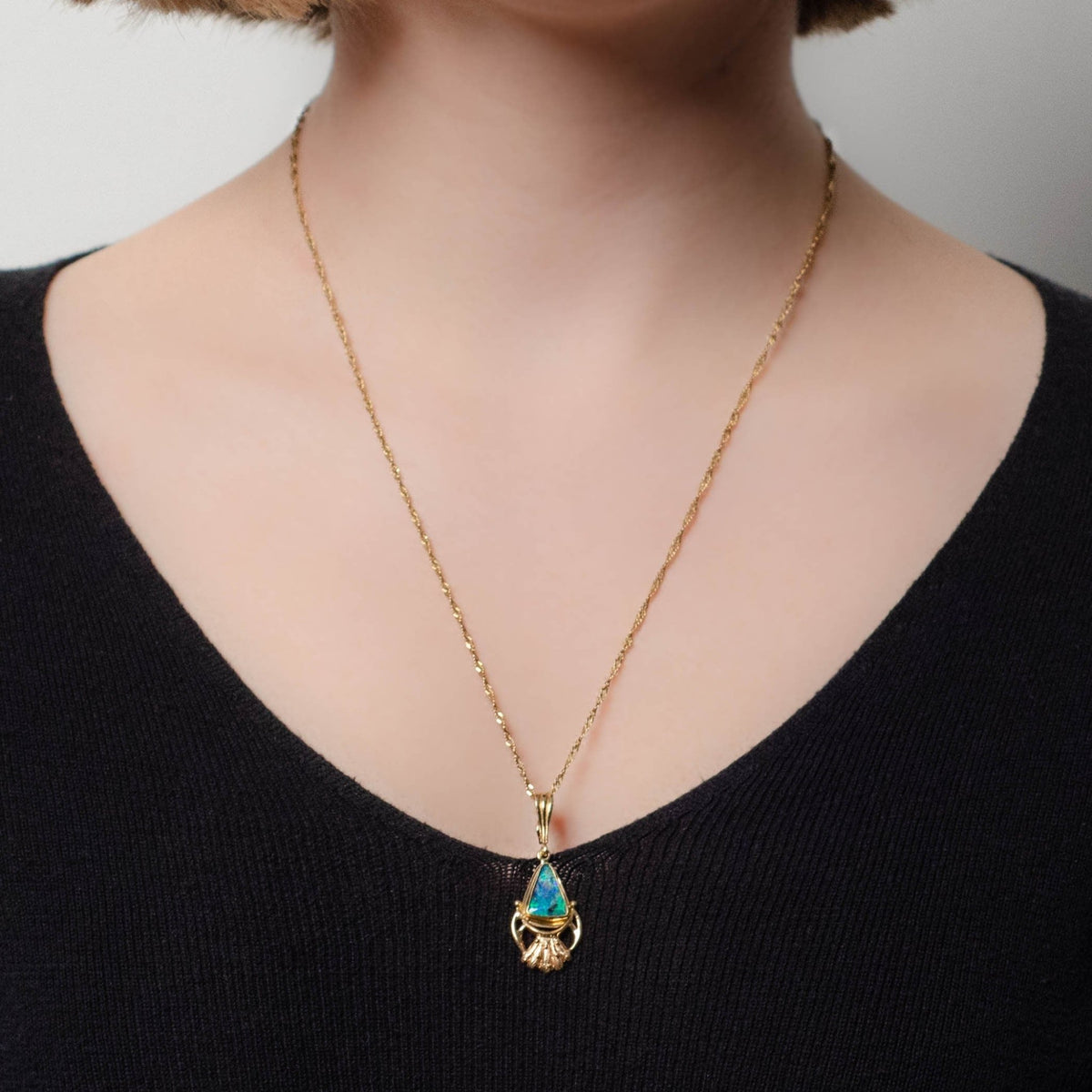 Vintage Boulder Opal Pendant of 14k Gold - Trademark Antiques