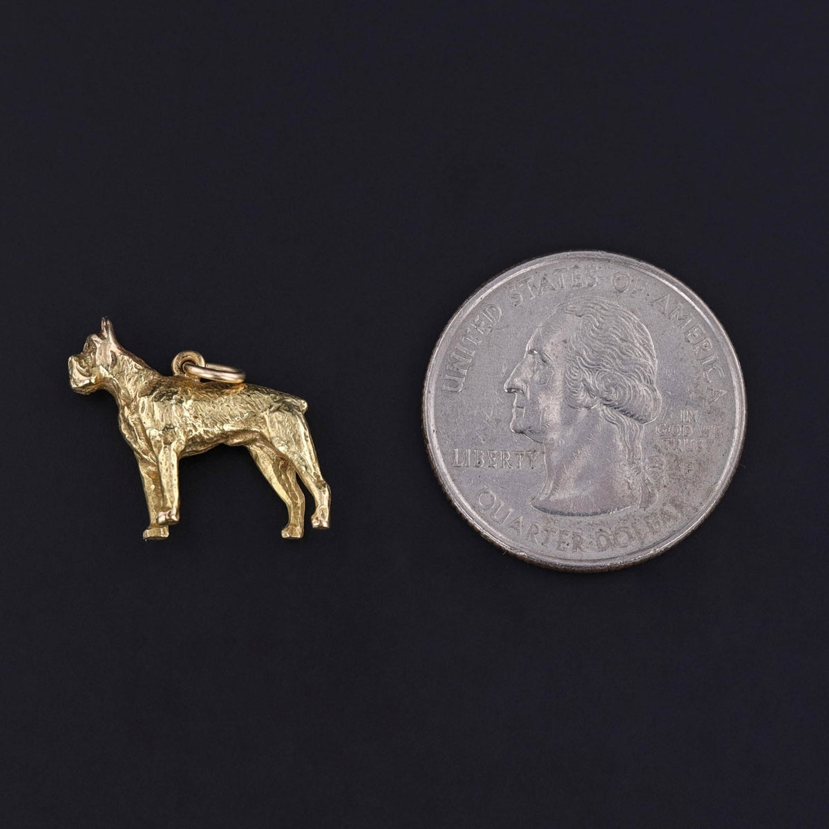 Vintage Boxer Dog Charm of 14k Gold - Trademark Antiques
