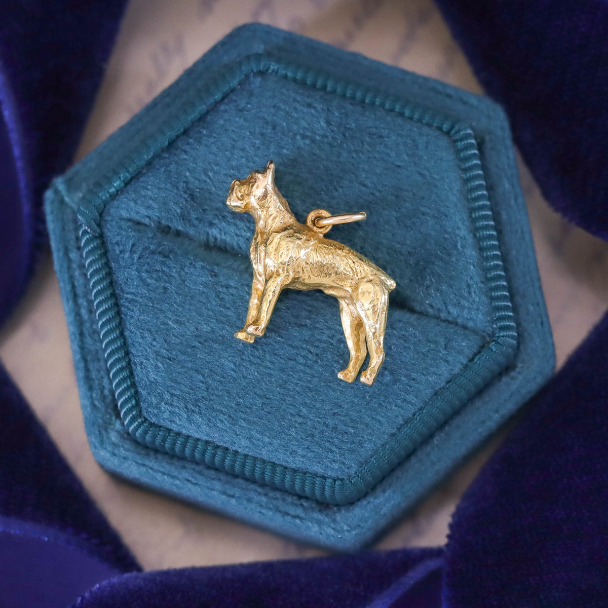 Vintage Boxer Dog Charm of 14k Gold - Trademark Antiques