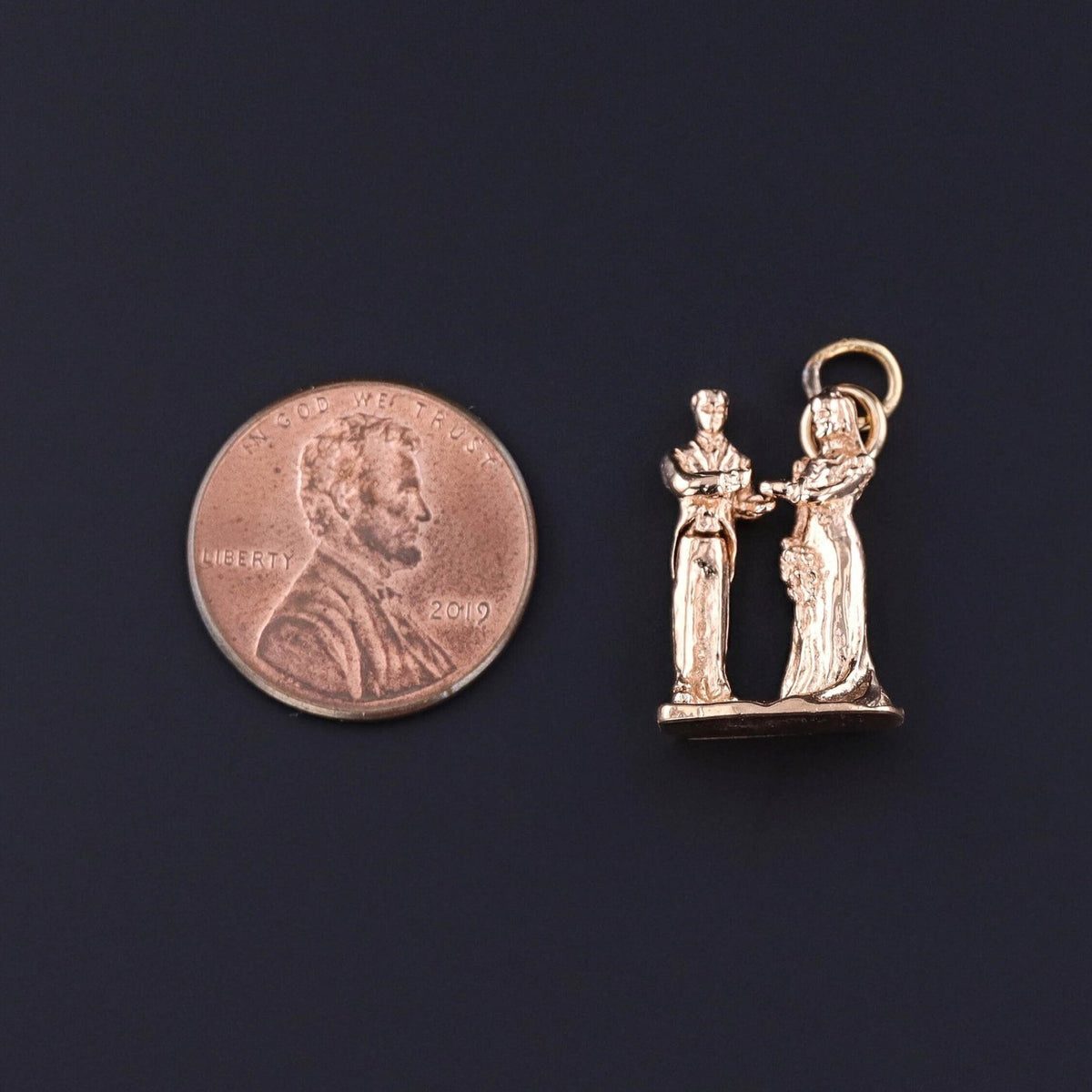 Vintage Bride and Groom Charm of 14k Gold - Trademark Antiques