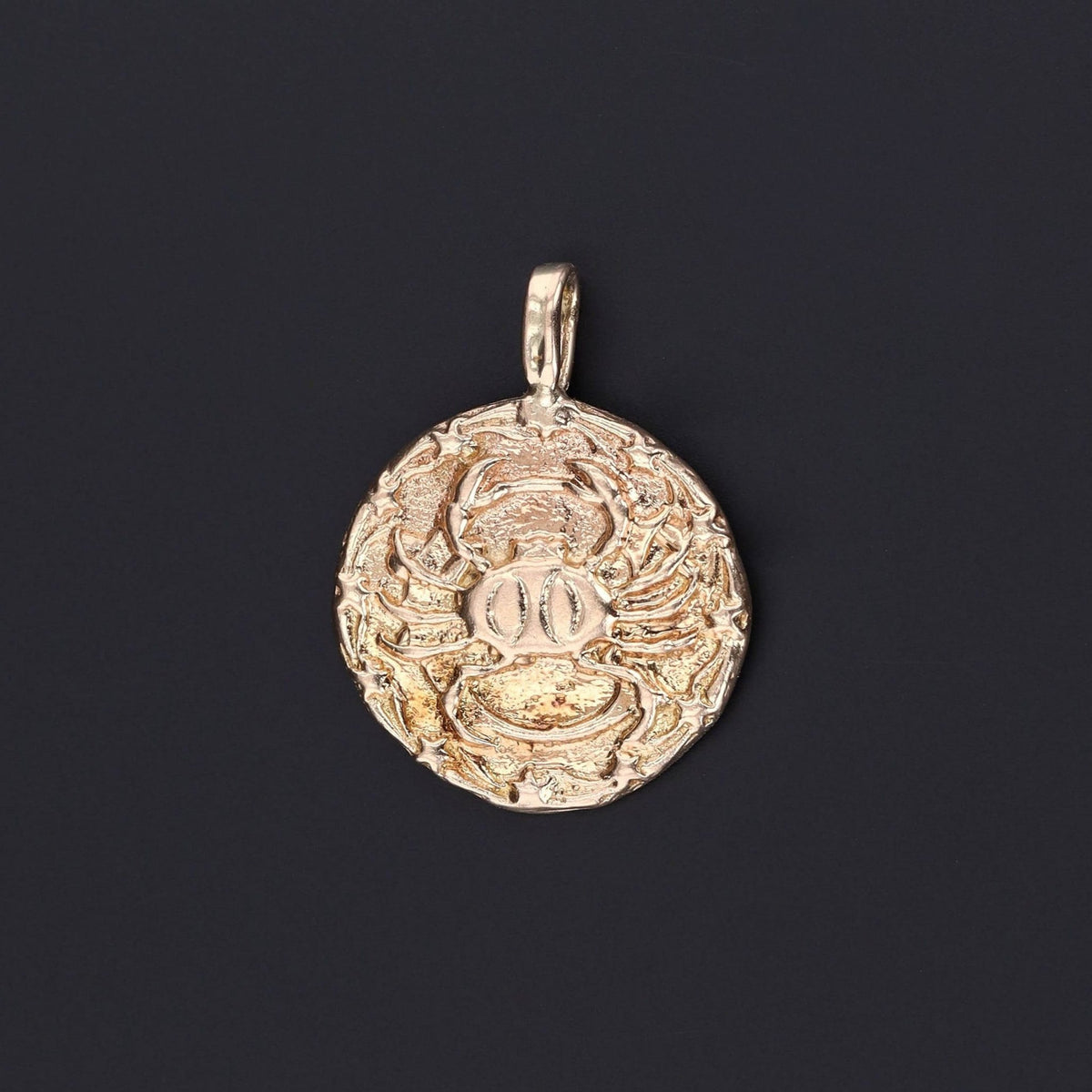Vintage Cancer Zodiac Pendant of 14k Gold - Trademark Antiques