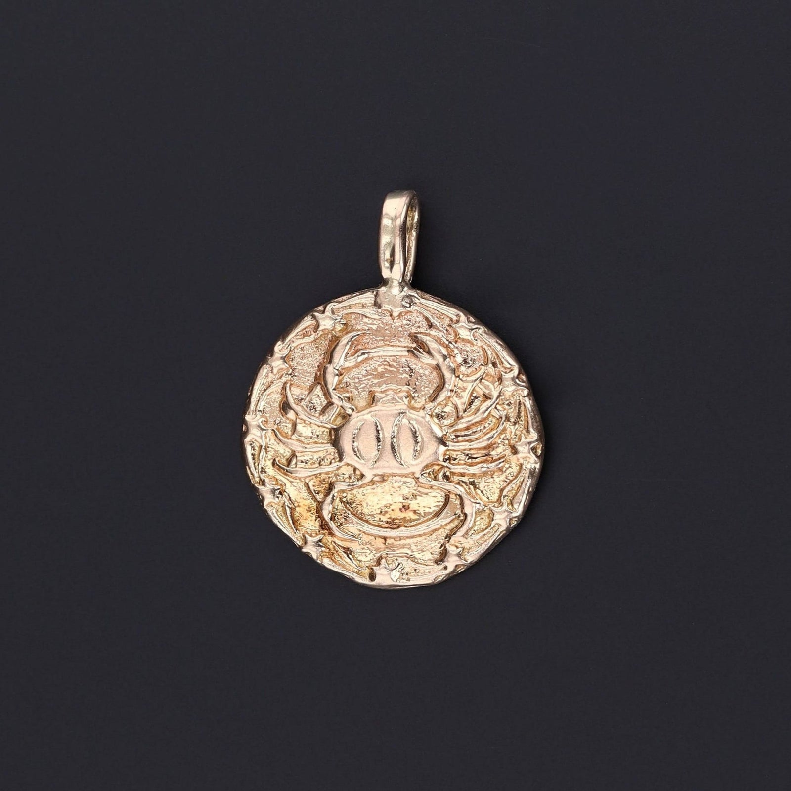 Vintage Cancer Zodiac Pendant of 14k Gold - Trademark Antiques