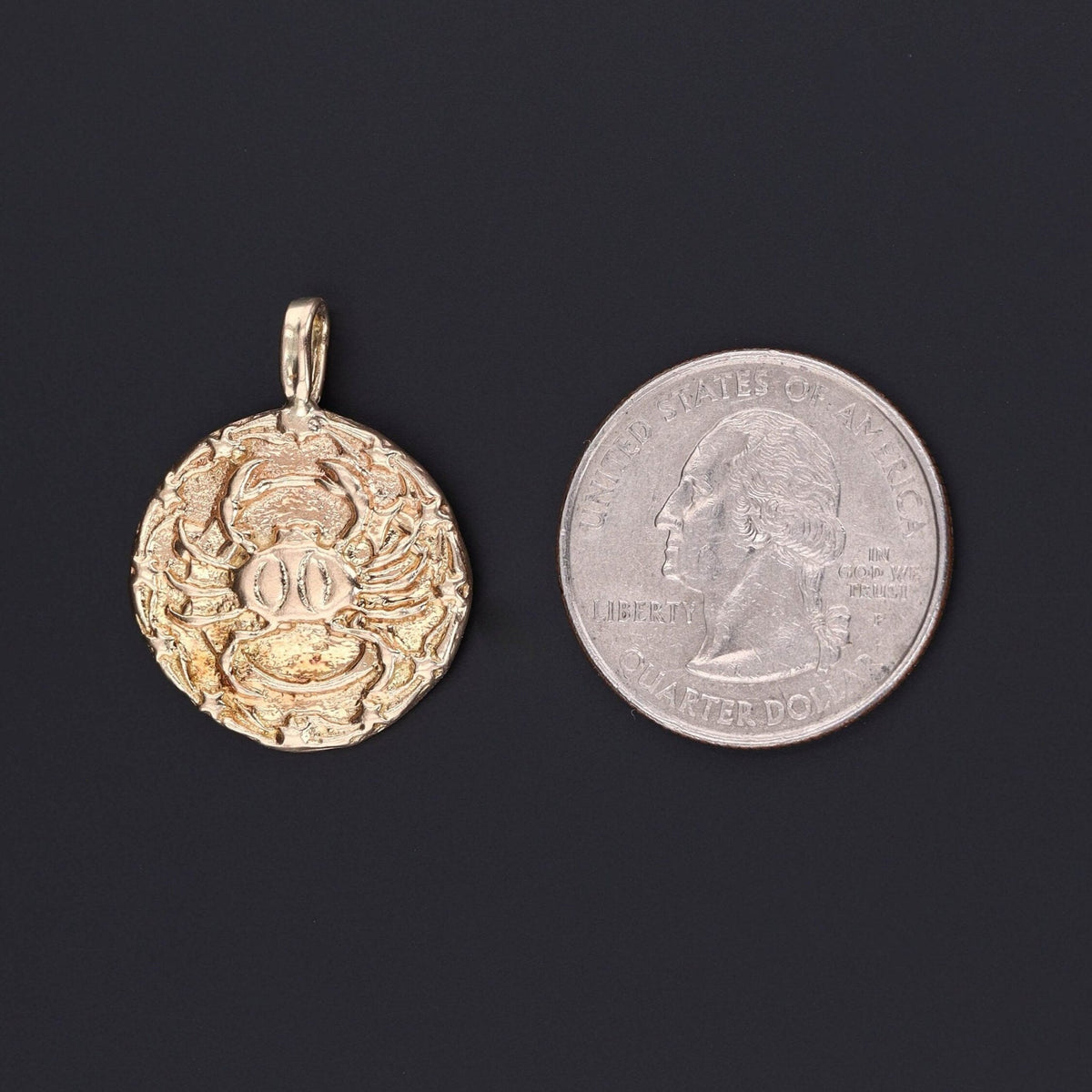 Vintage Cancer Zodiac Pendant of 14k Gold - Trademark Antiques