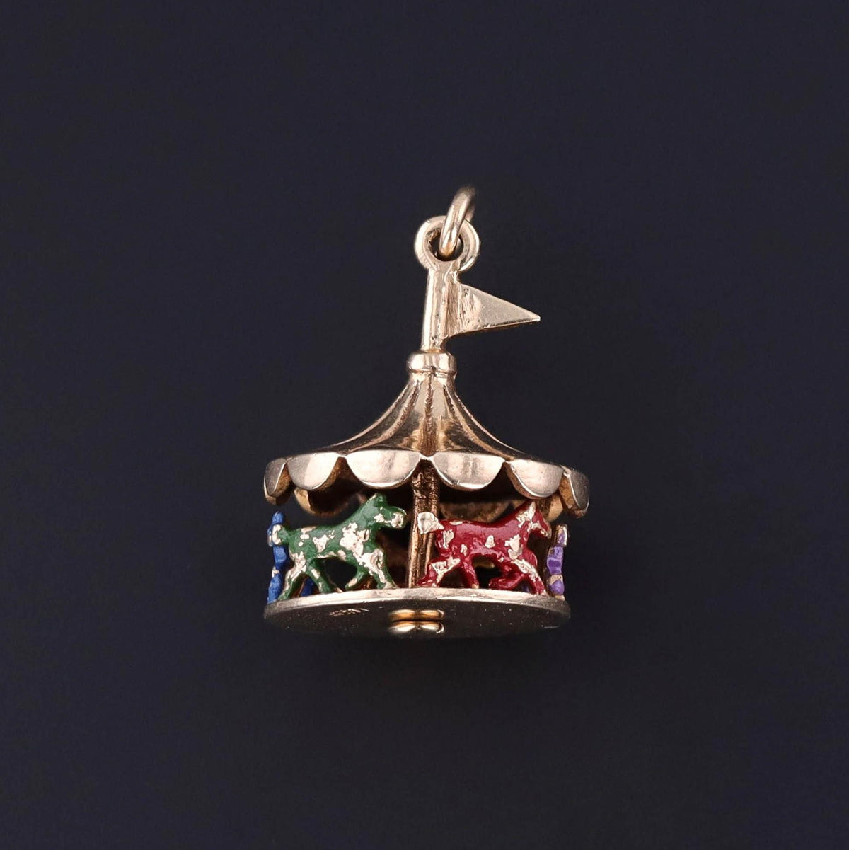 Vintage Carousel Charm of 14k Gold - Trademark Antiques