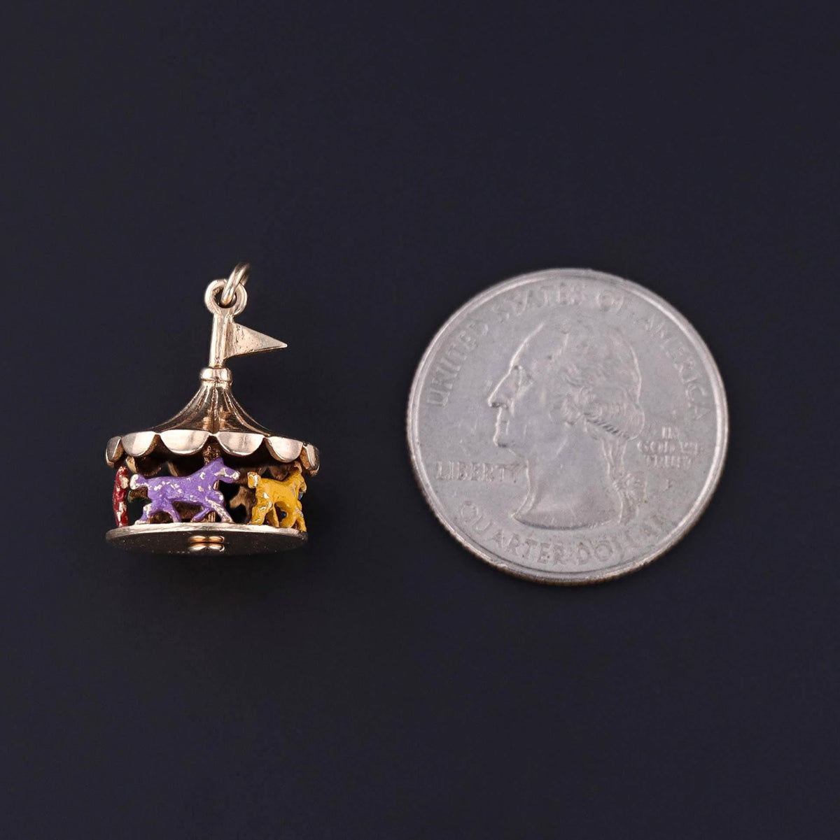 Vintage Carousel Charm of 14k Gold - Trademark Antiques