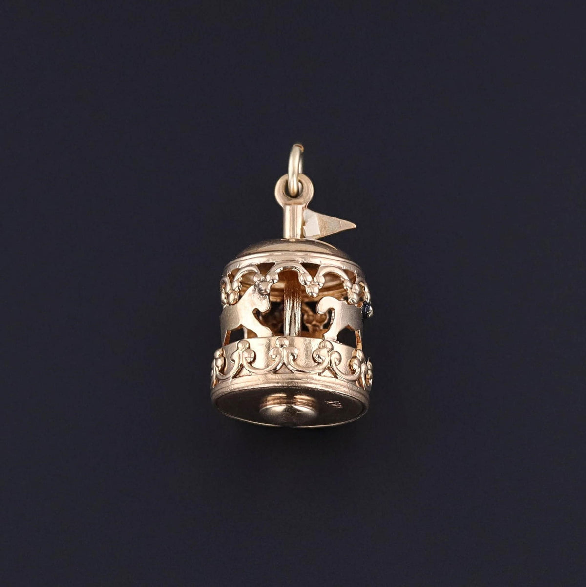 Vintage Carousel Charm of 14k Gold - Trademark Antiques
