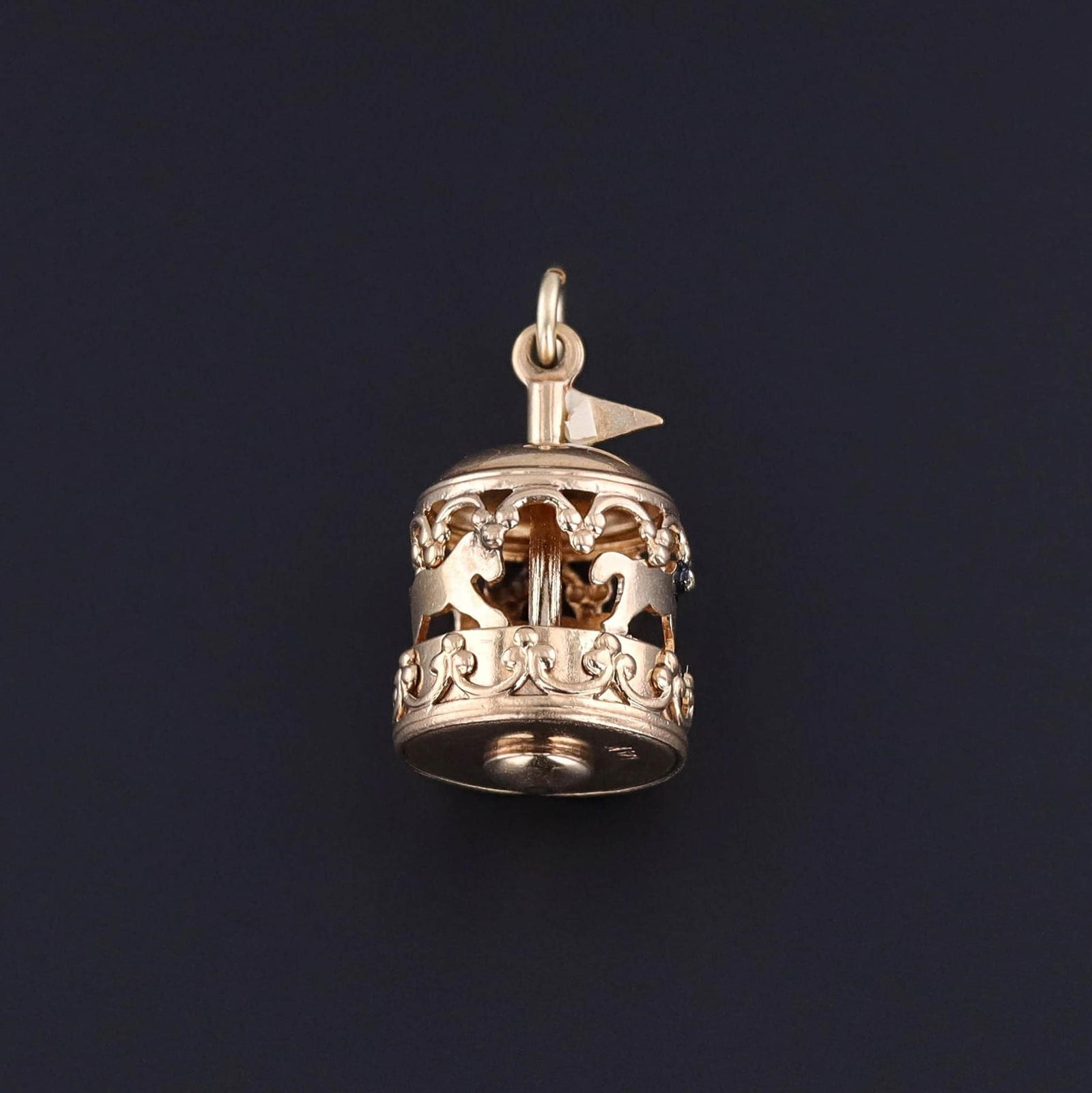 Vintage Carousel Charm of 14k Gold - Trademark Antiques