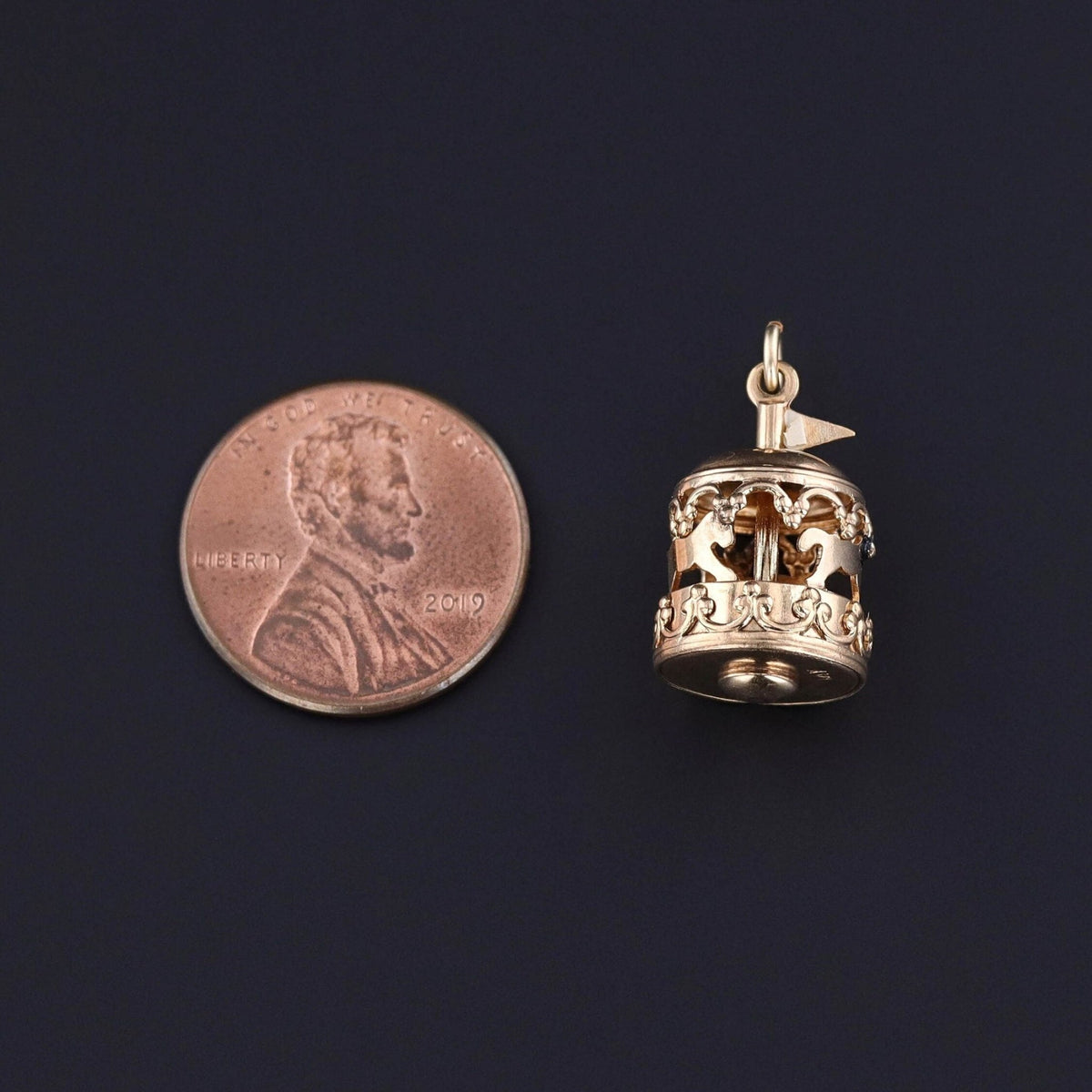 Vintage Carousel Charm of 14k Gold - Trademark Antiques