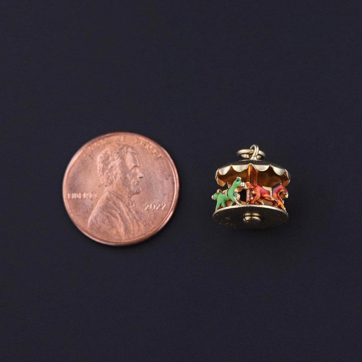 Vintage Carousel Charm of 14k Gold - Trademark Antiques