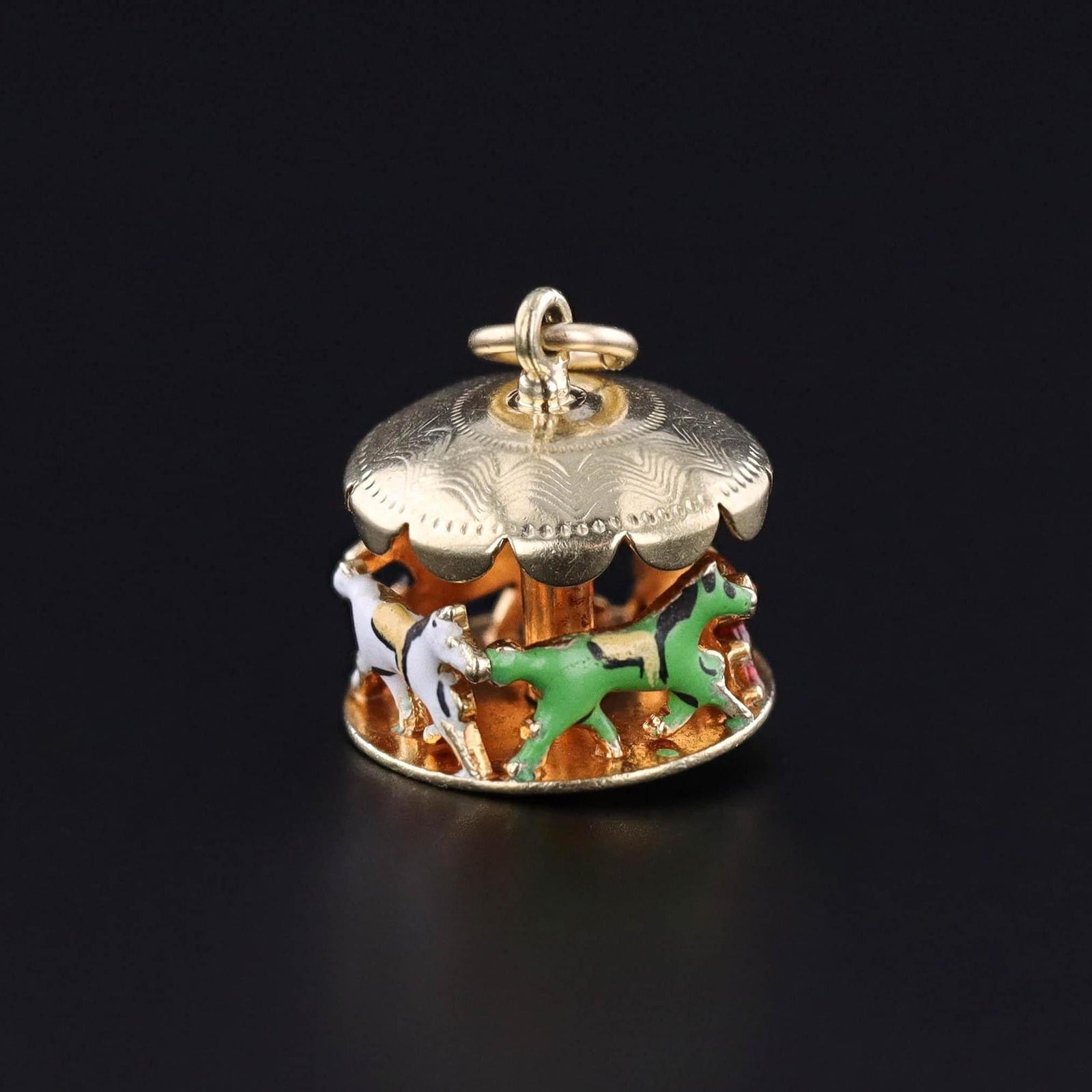 Vintage Carousel Charm of 14k Gold - Trademark Antiques