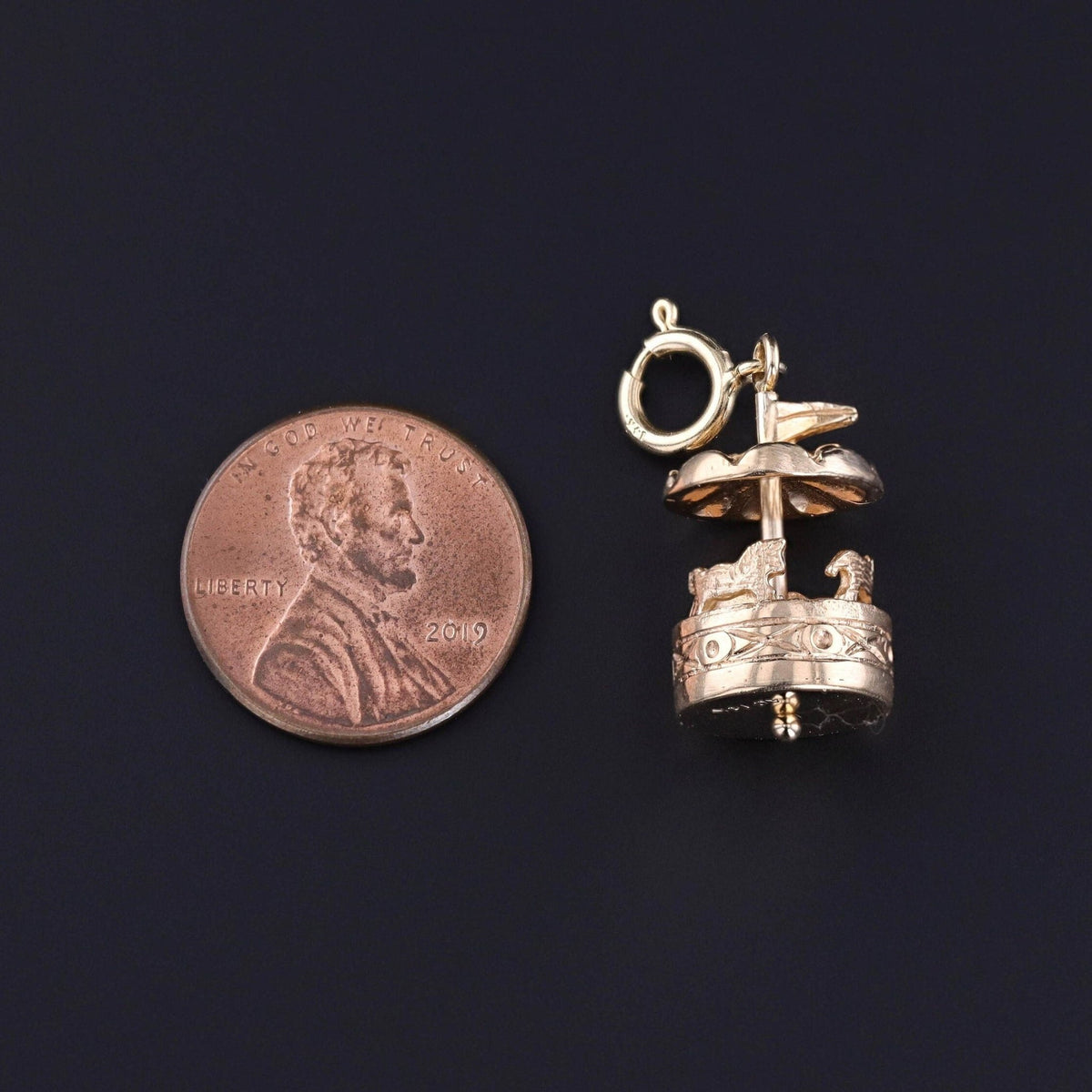 Vintage Carousel Charm of 14k Gold - Trademark Antiques