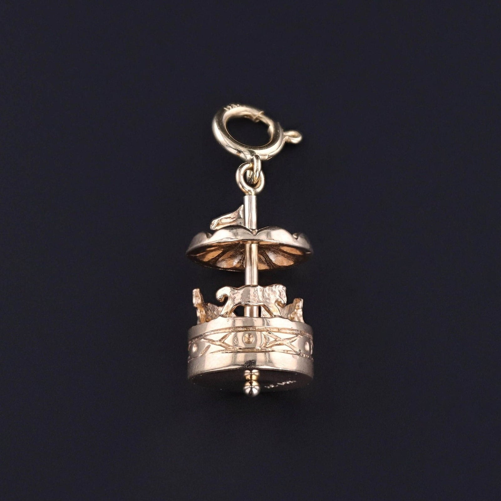 Vintage Carousel Charm of 14k Gold - Trademark Antiques