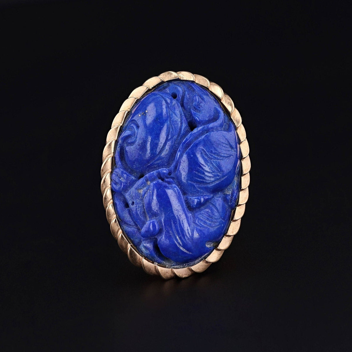 Vintage Carved Lapis Dragon Ring of 14k Gold - Trademark Antiques
