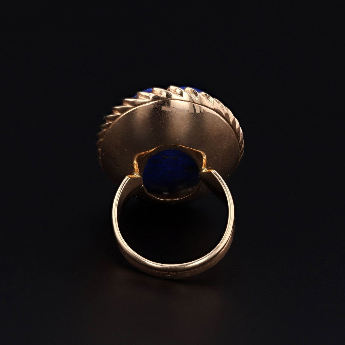 Vintage Carved Lapis Dragon Ring of 14k Gold - Trademark Antiques