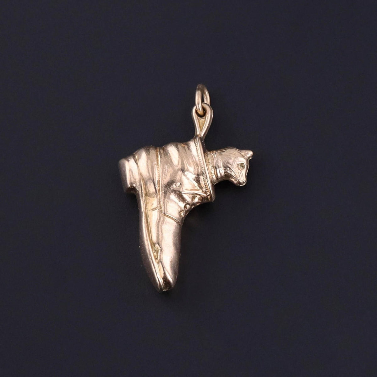 Vintage Cat in Boot Charm of 14k Gold - Trademark Antiques