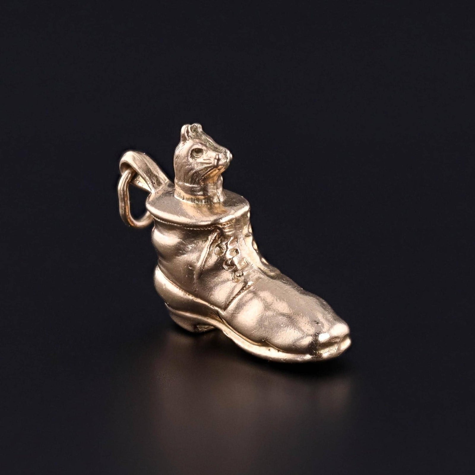 Vintage Cat in Boot Charm of 14k Gold - Trademark Antiques