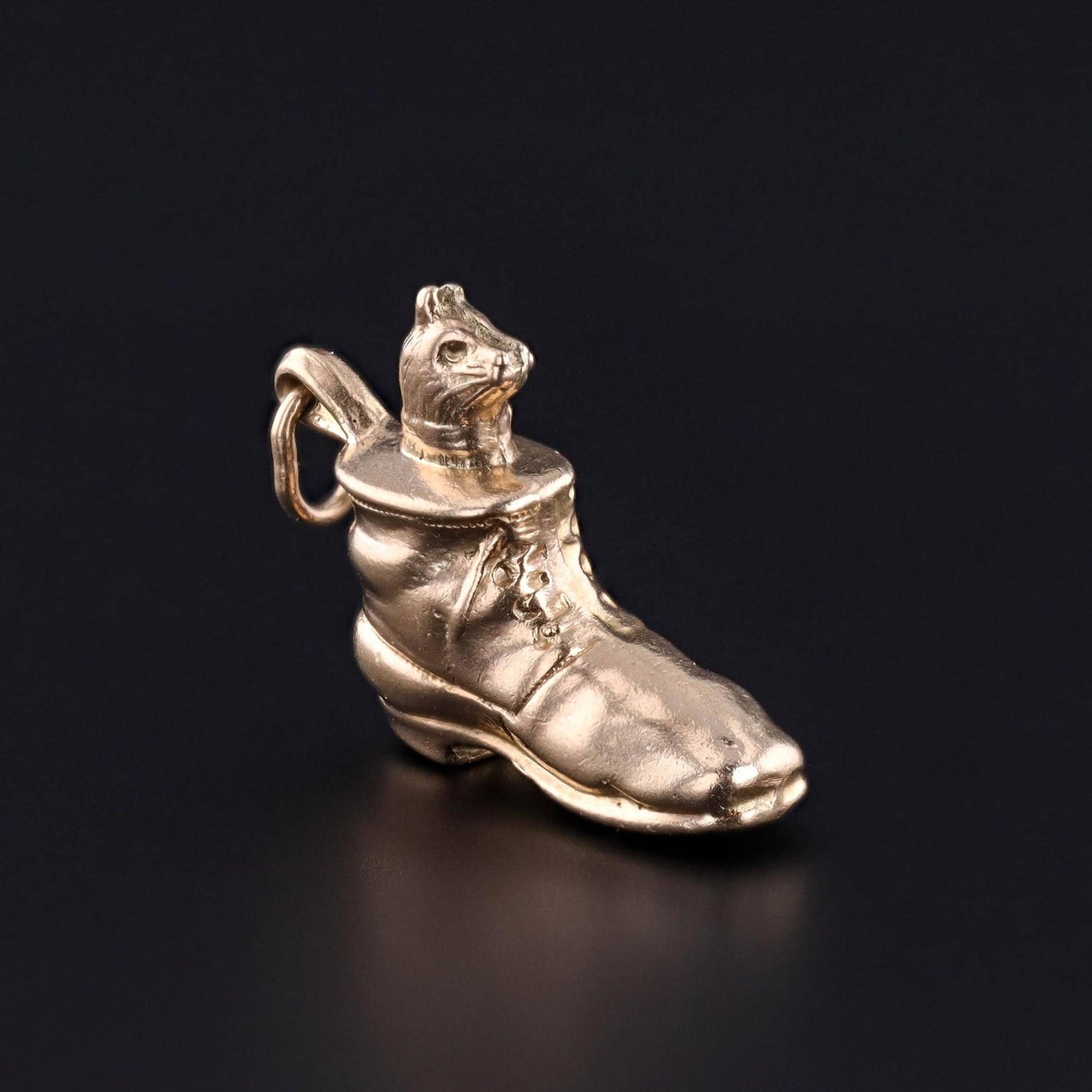 Vintage Cat in Boot Charm of 14k Gold - Trademark Antiques
