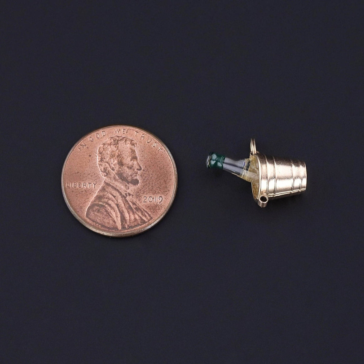 Vintage Champagne Bucket Charm of 14k Gold - Trademark Antiques