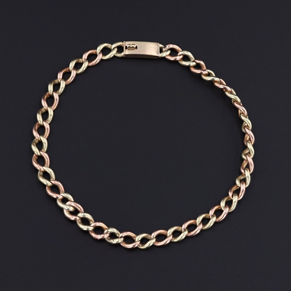 Vintage Charm Bracelet of 14k Rose and Green Gold - Trademark Antiques