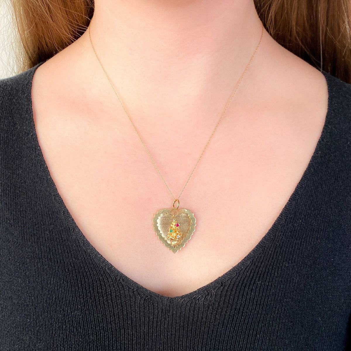 Vintage Christmas Pendant of 14k Gold - Trademark Antiques