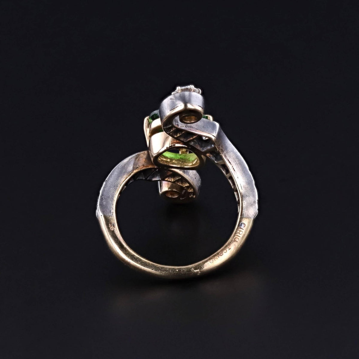 Vintage Chrome Tourmaline and Diamond Ring of 18k Gold by Enrico Cirio - Trademark Antiques