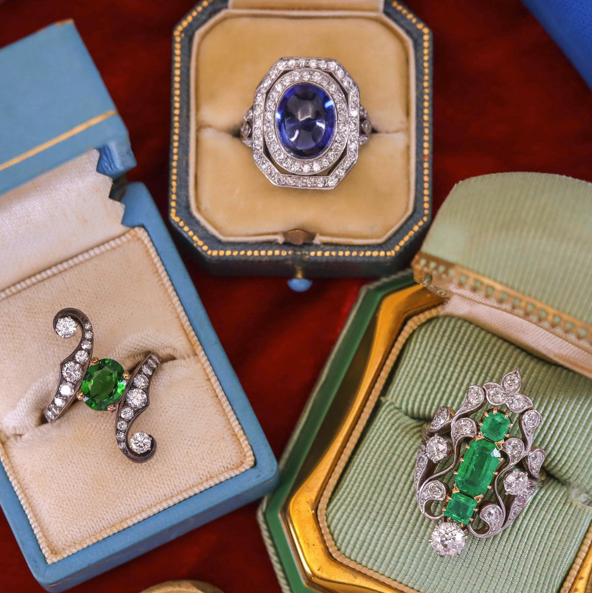 Vintage Chrome Tourmaline and Diamond Ring of 18k Gold by Enrico Cirio - Trademark Antiques