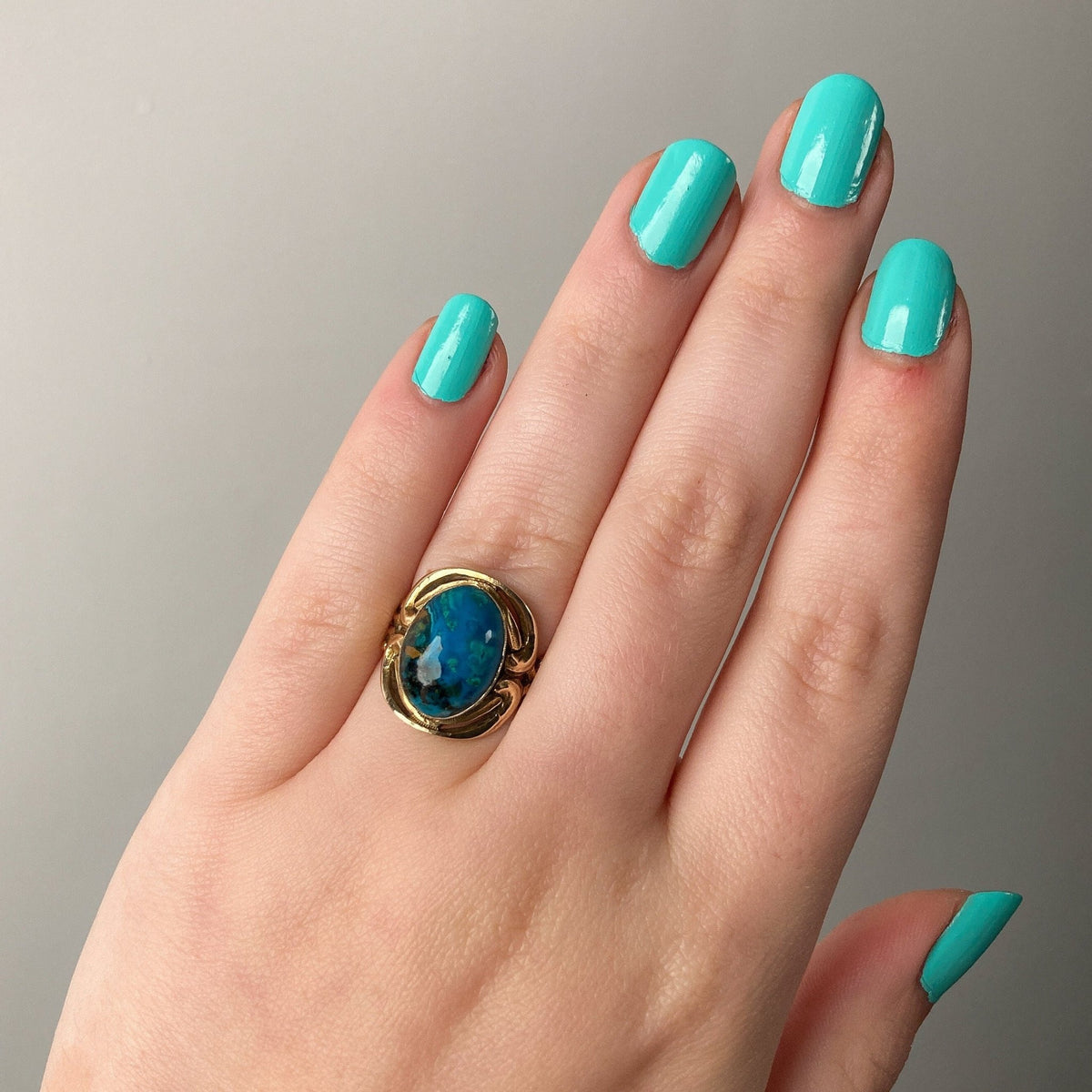 Vintage Chrysocolla Ring of 10k Gold - Trademark Antiques