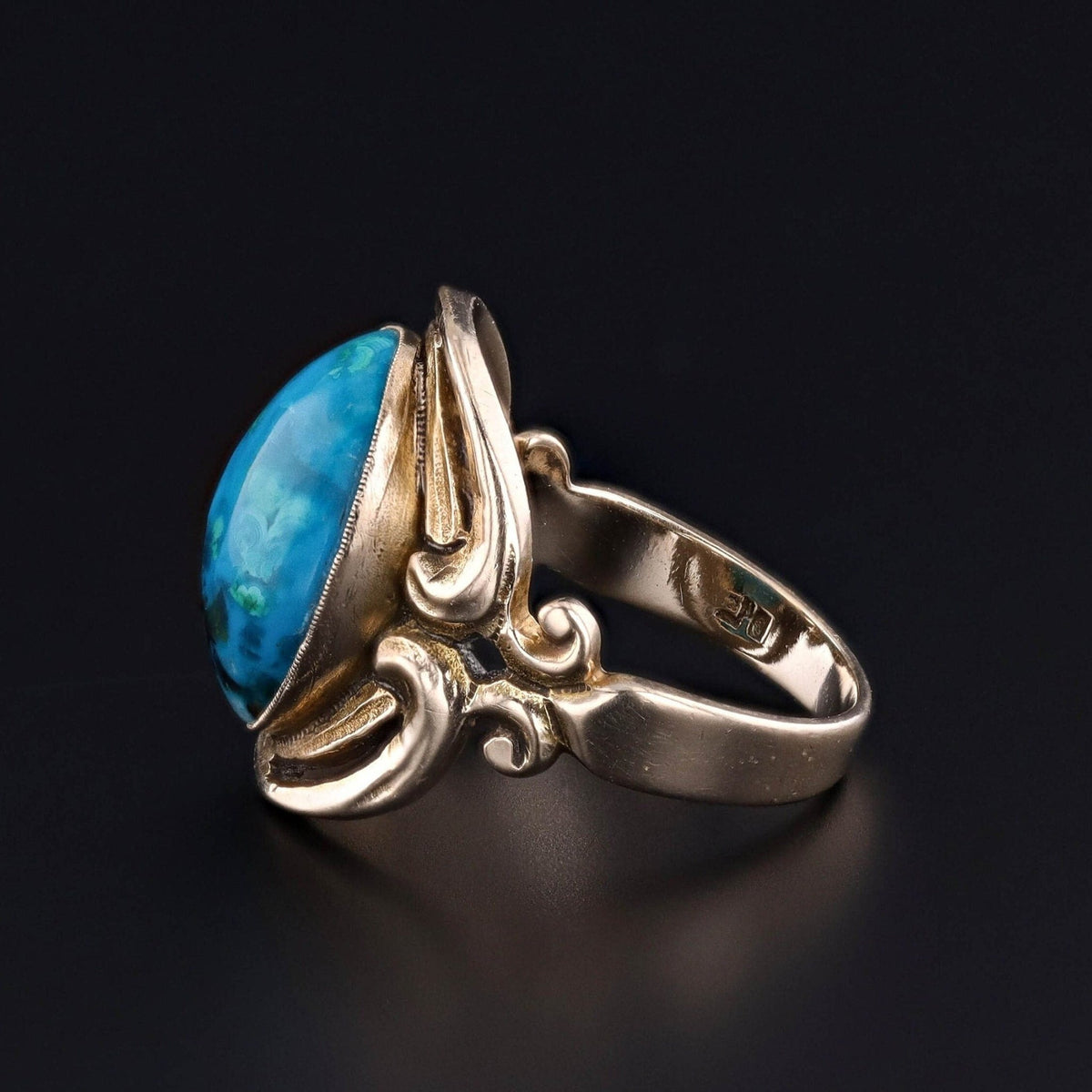 Vintage Chrysocolla Ring of 10k Gold - Trademark Antiques