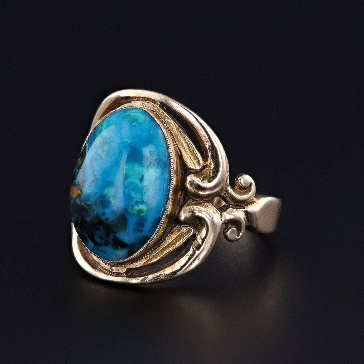 Vintage Chrysocolla Ring of 10k Gold - Trademark Antiques