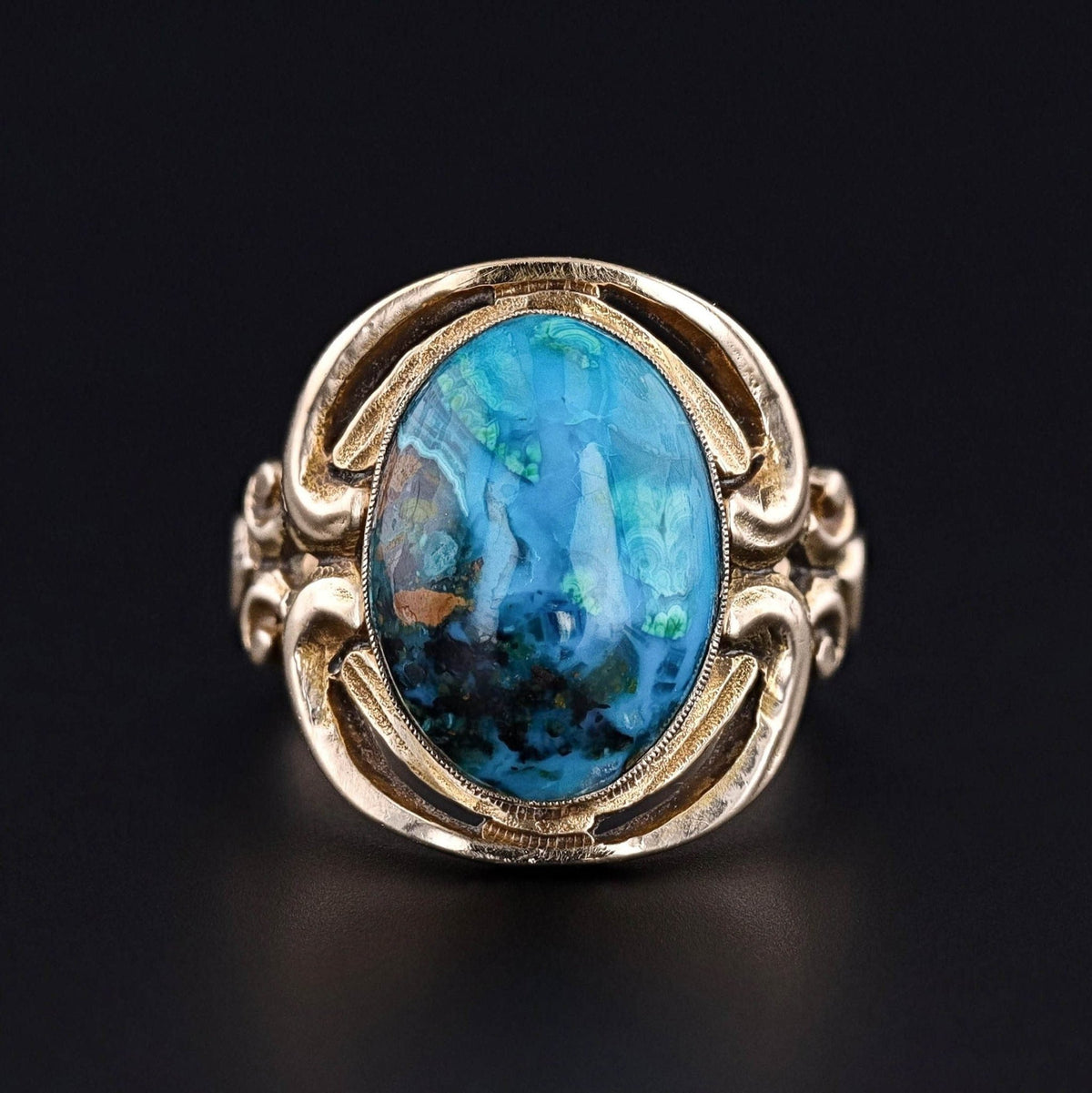 Vintage Chrysocolla Ring of 10k Gold - Trademark Antiques