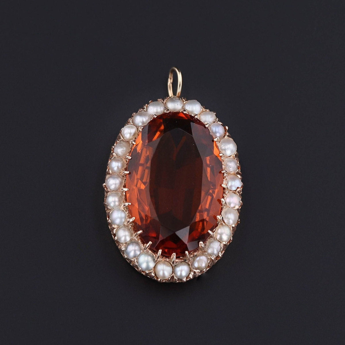 Vintage Citrine and Pearl Pendant of 14k Gold - Trademark Antiques