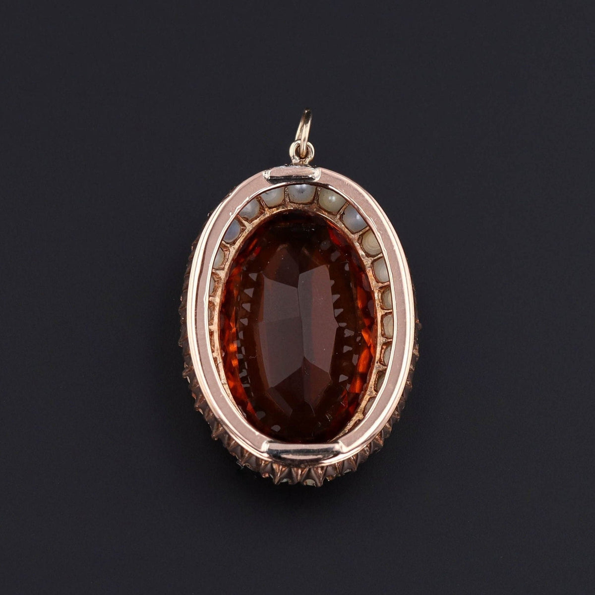 Vintage Citrine and Pearl Pendant of 14k Gold - Trademark Antiques